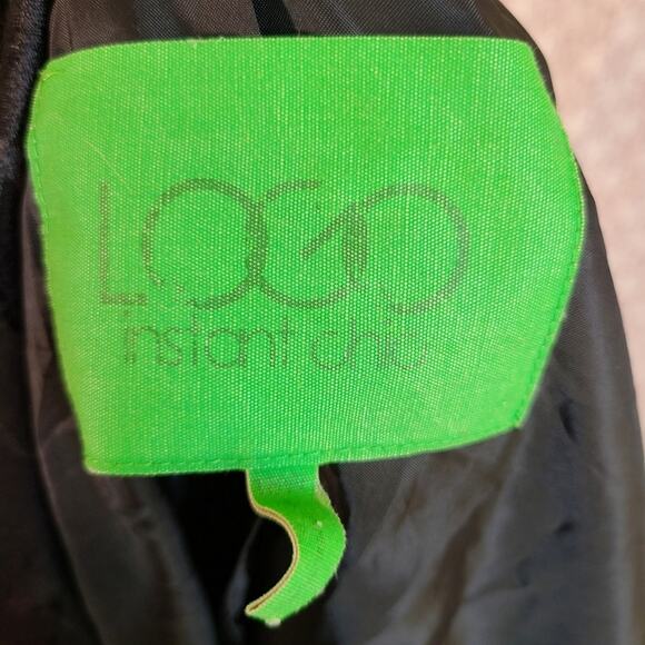 Vintage 90s logo instant chic black tapestry floral ruffle button blazer Sz 18 - Picture 10 of 12